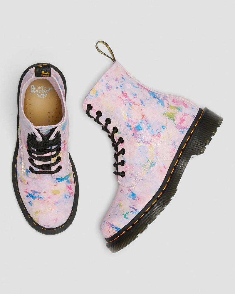 Women's Dr Martens 1460 Pascal Confetti Suede Lace Up Boots Pink | AU 183SGL